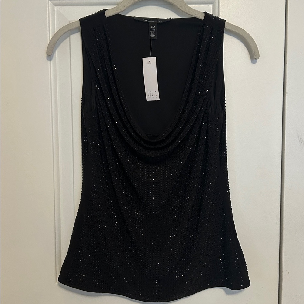 WHBM Rhinestone Drape Neck Top - Picture 2 of 6